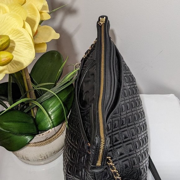 Tory Burch Fleming Marion Quilted Chain Large Women's Tote Black - Picture 10 of 16